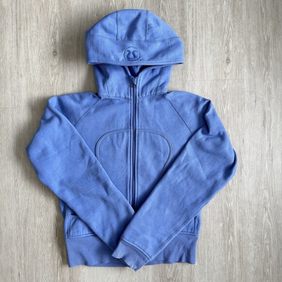 lululemon athletica Tops - Lululemon Scuba Hoodie VTG Full Zip Periwinkle Blue No Thumbholes Size 10 GUC